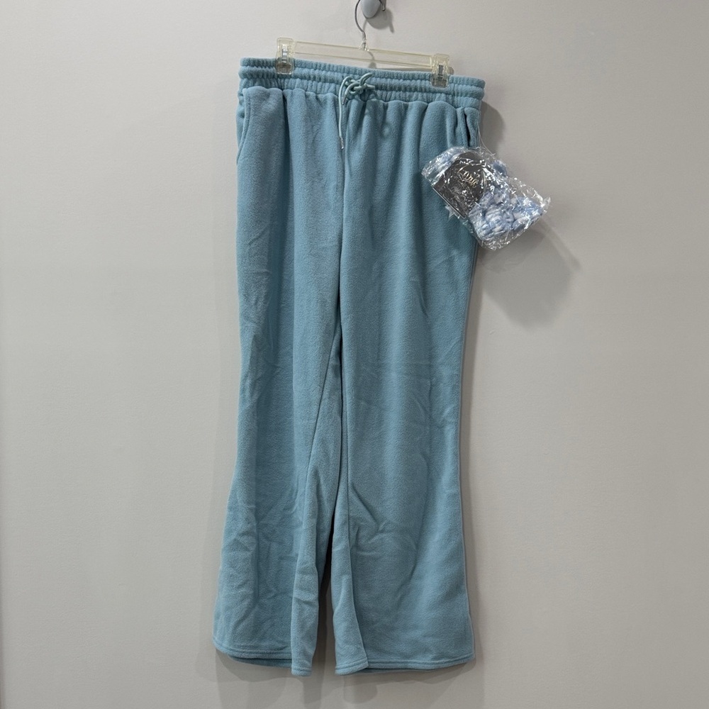 Women's Cozy Blue Maternity Pajama Pants with Headband